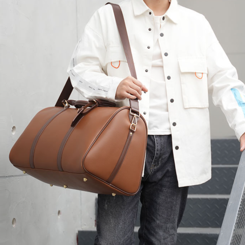 PU Leather Gym Bag with Wet and Dry Compartments
