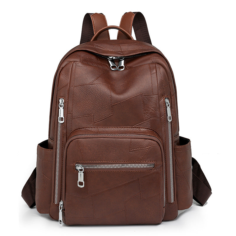 Style Large Capacity Women's Soft Leather  Backpack