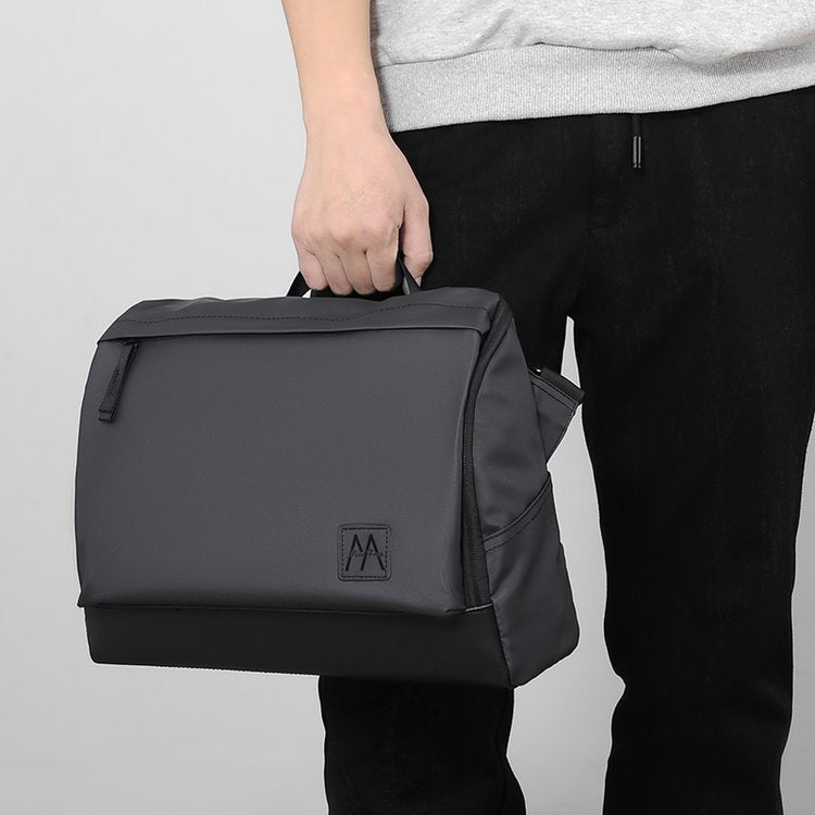 Men's Solid Color Nylon Messenger Laptop Bag