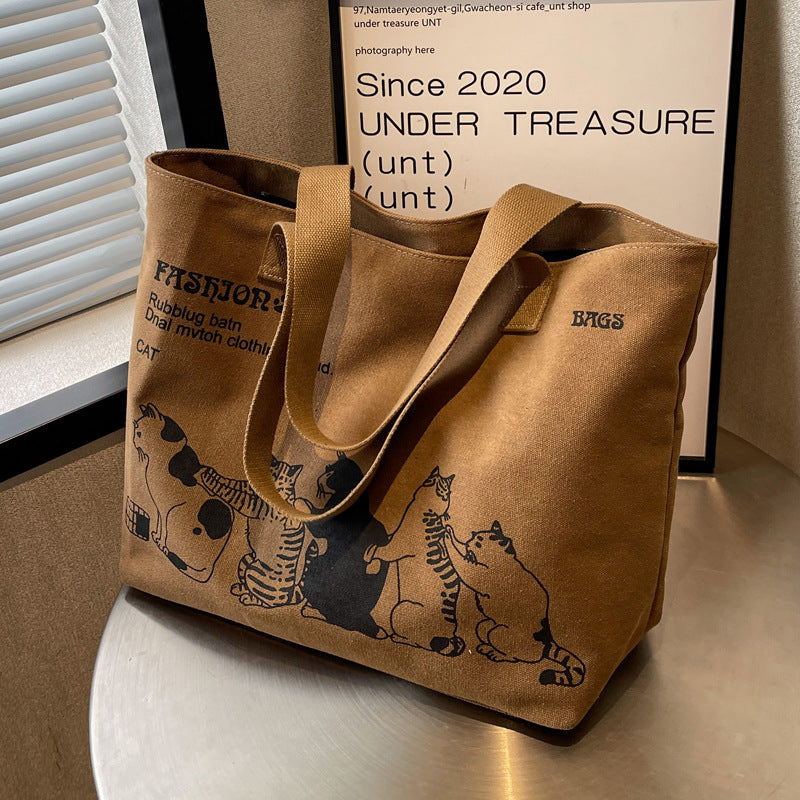 Leisure Large Capacity Canvas Student Tote Bag