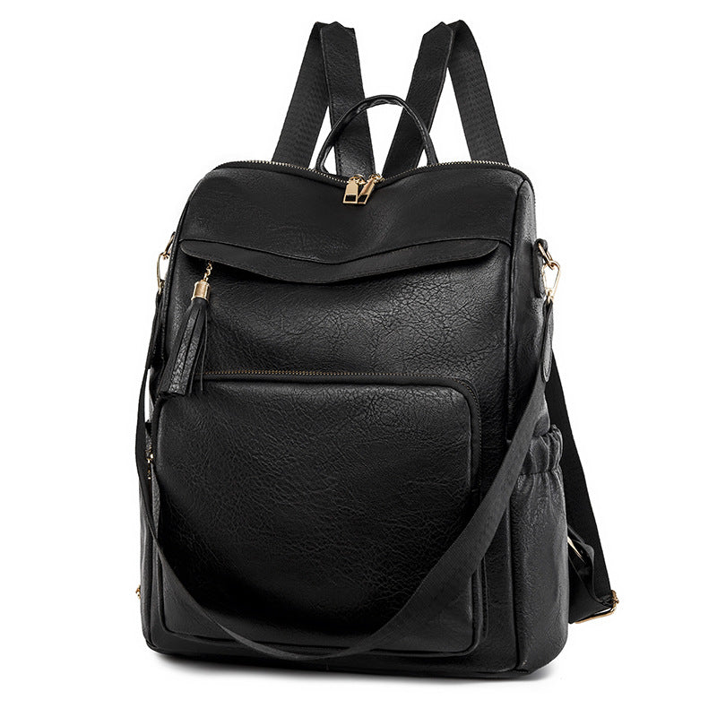 Retro Soft Leather Multi-Compartment Ladies Backpack