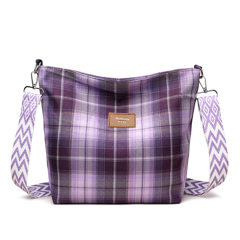 Art Plaid Fresh Style Shoulder Bag