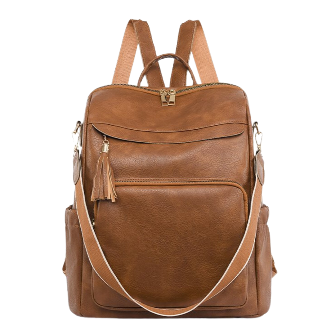 Retro Soft Leather Multi-Compartment Ladies Backpack