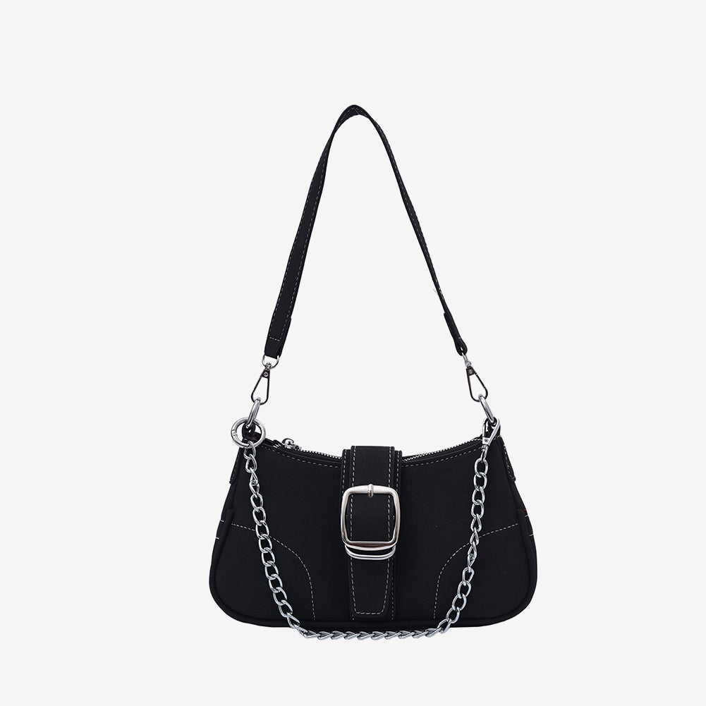 European Denim Chain Shoulder Baguette Bag
