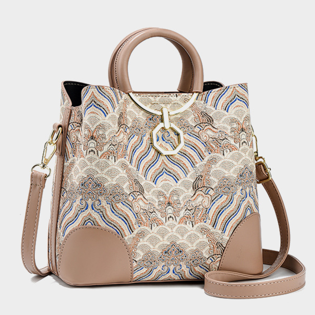 Printed   Textured Bucket Shoulder Bag