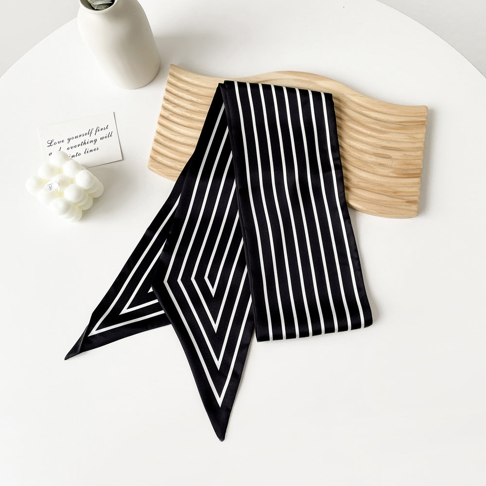 Black and White Ribbon Bag Scarf