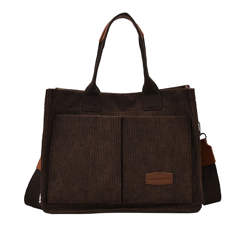 Corduroy Multi Pocket Canvas Crossbody Tote