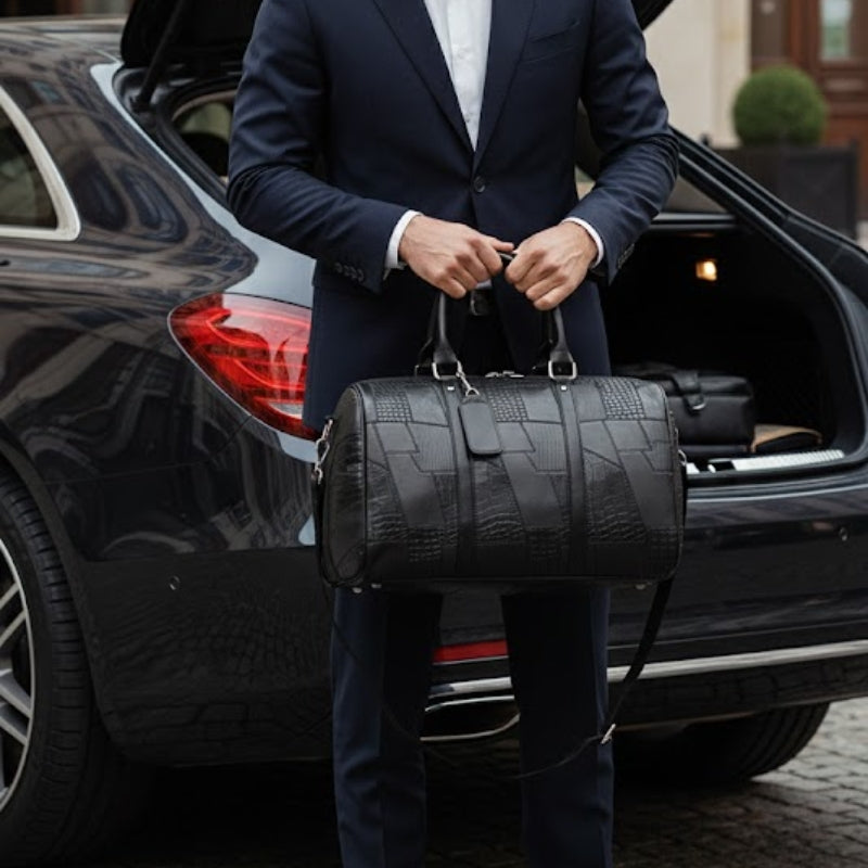 Artisan Quilted Geometric Travel Weekender Duffle Bag