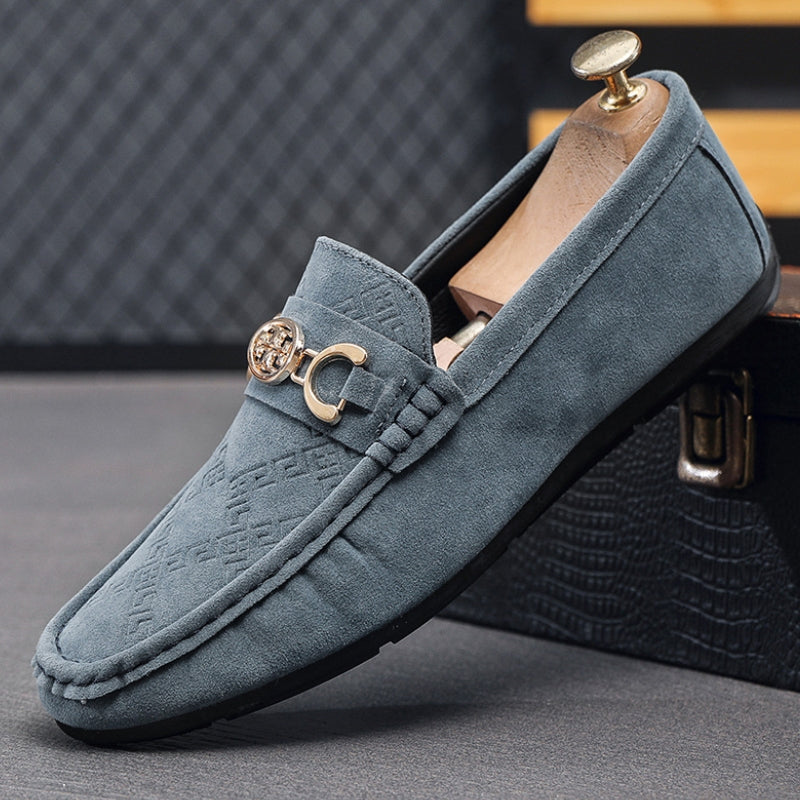 Men's Signature Patterned Suede Slip On Loafers
