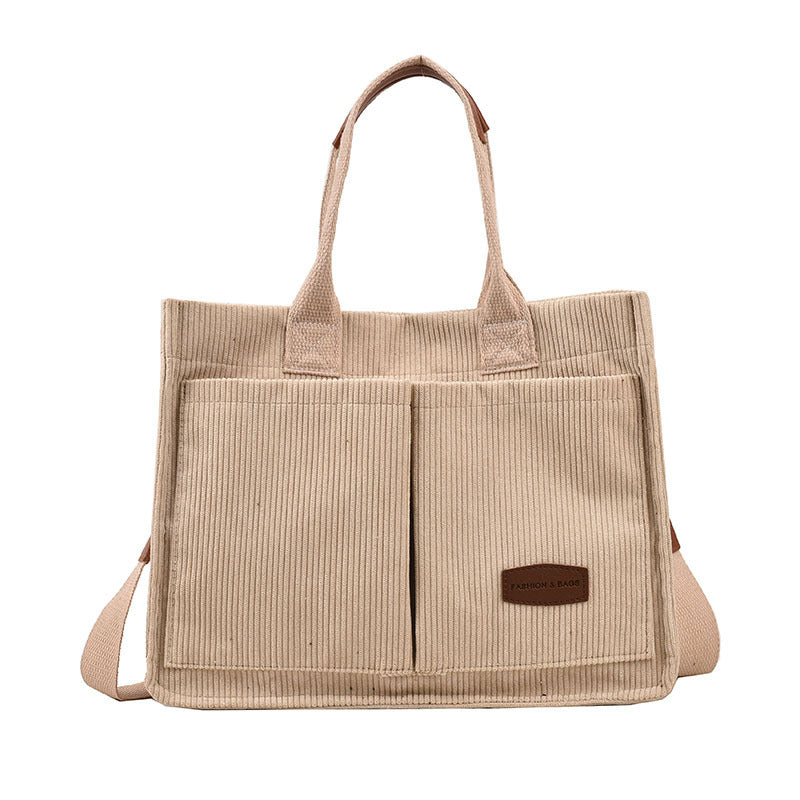 Corduroy Multi Pocket Canvas Crossbody Tote