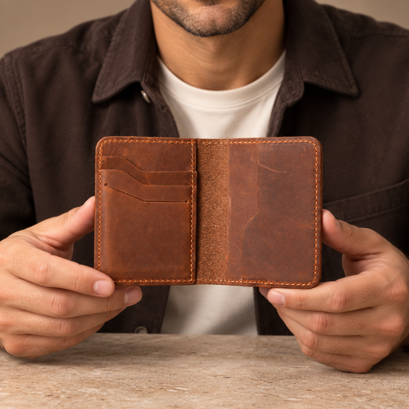 Heritage Grain Unisex Leather Card Holder Wallet