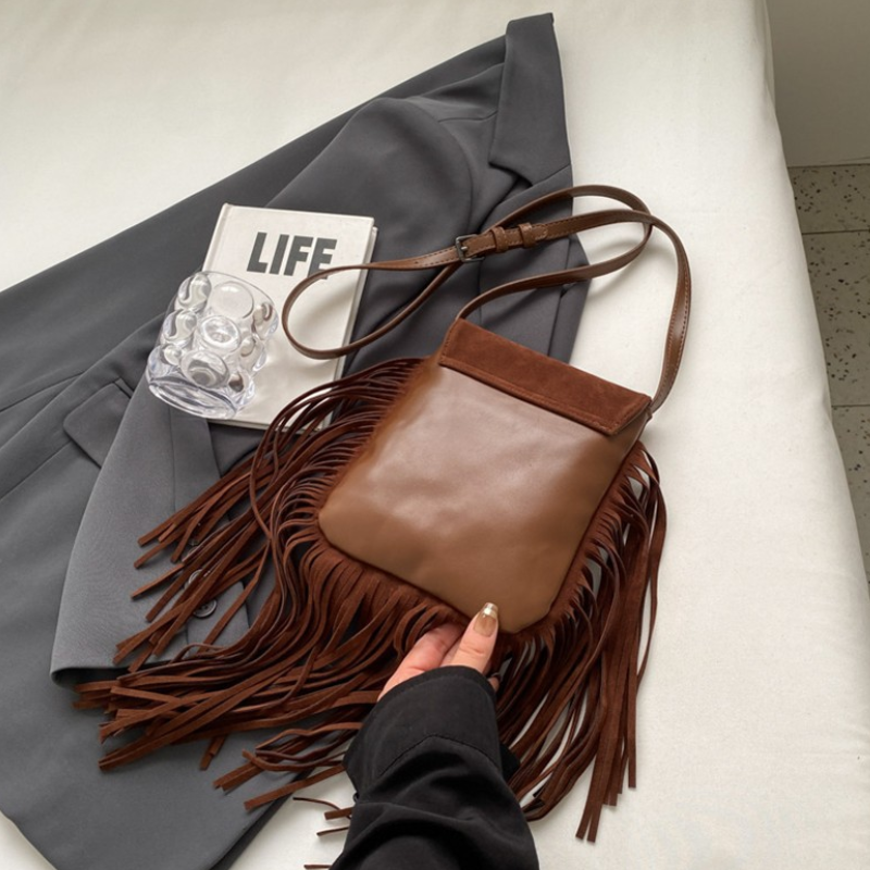Suede Fringe Women’s Mini Crossbody Bag
