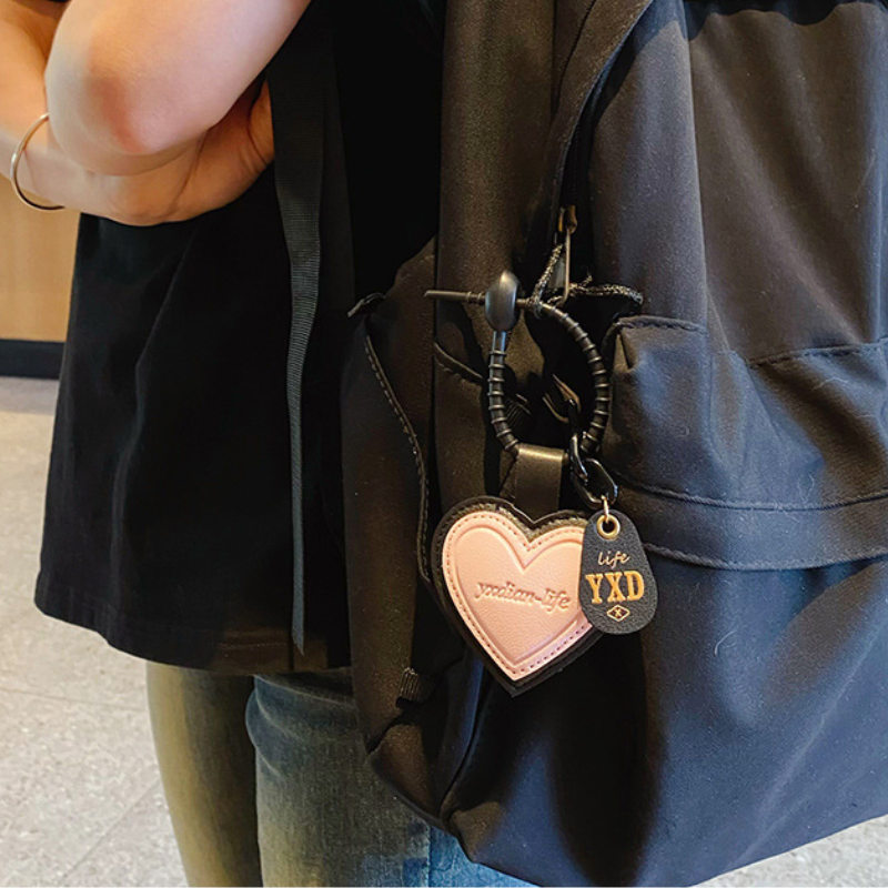 Heart-Shaped Leather Bag Charm