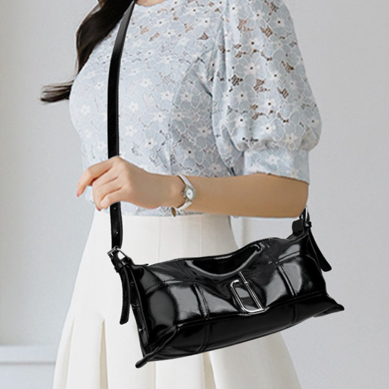 Crackle Texture Pillow Shoulder Bag