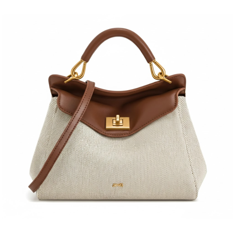 Lucia Genuine Leather Lock Handbag