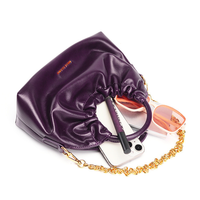 Pleated Chain Dumpling Handbag