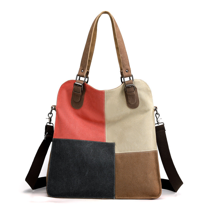 Retro Patchwork Canvas Shoulder Bag