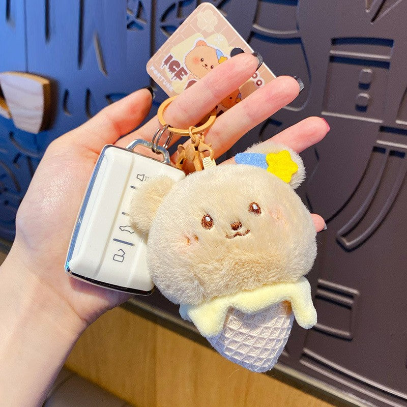Fluffy Ice Cream Cone Bag Charm