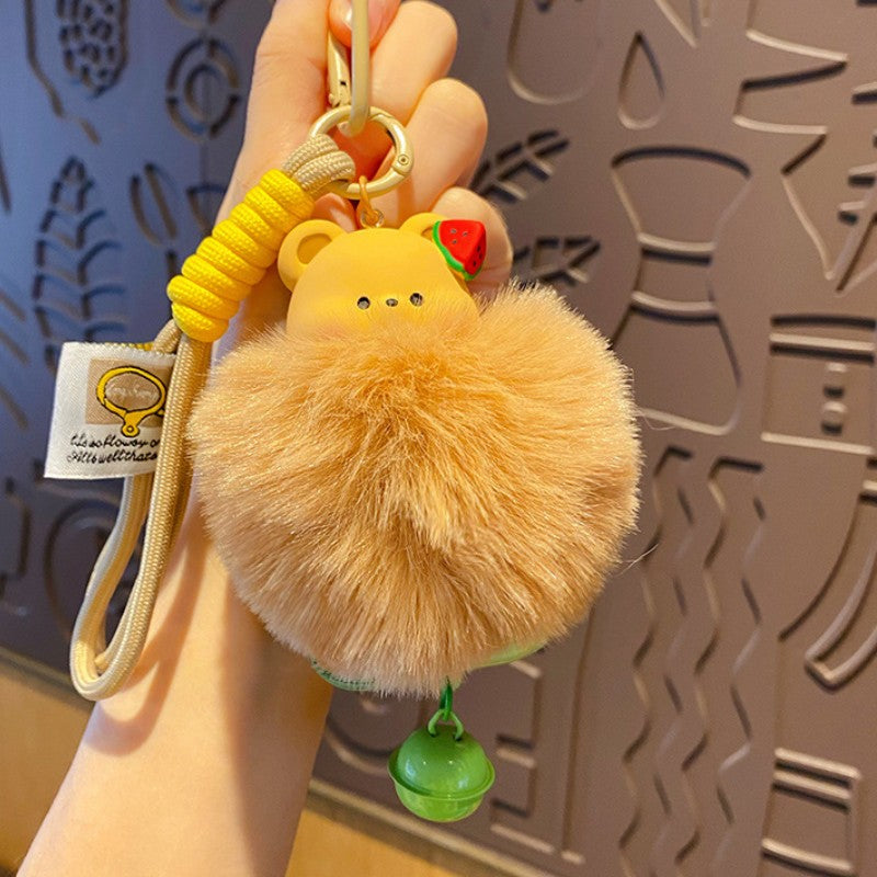 Fluffy Bear and Bunny Pom Pom Plush Bag Charm