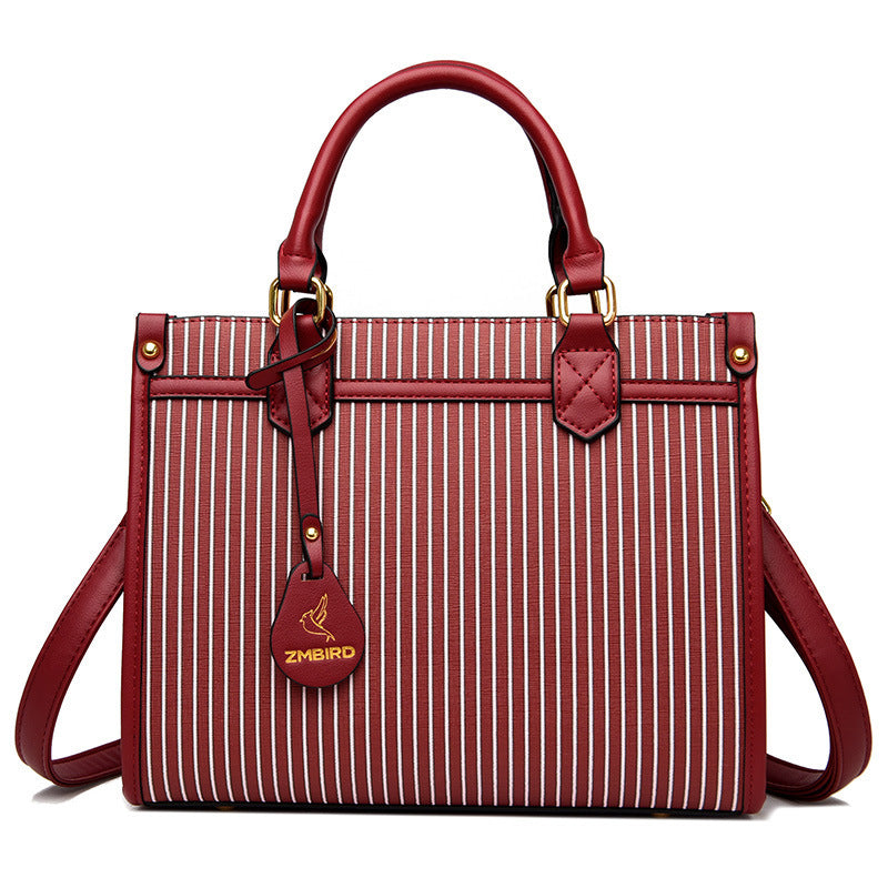Urban Edge Striped Structured Women's Fashion Handbag