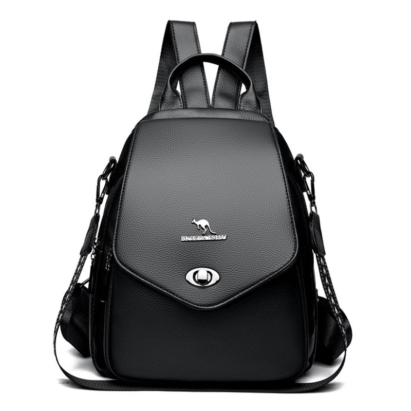 Elegant Soft Leather Multi Pocket Women's Backpack