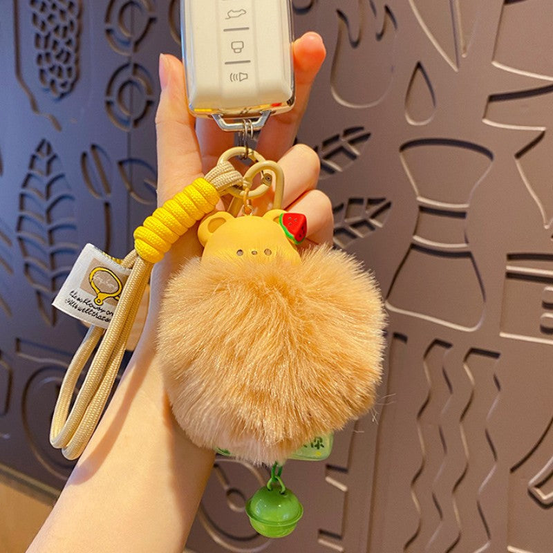Fluffy Bear and Bunny Pom Pom Plush Bag Charm