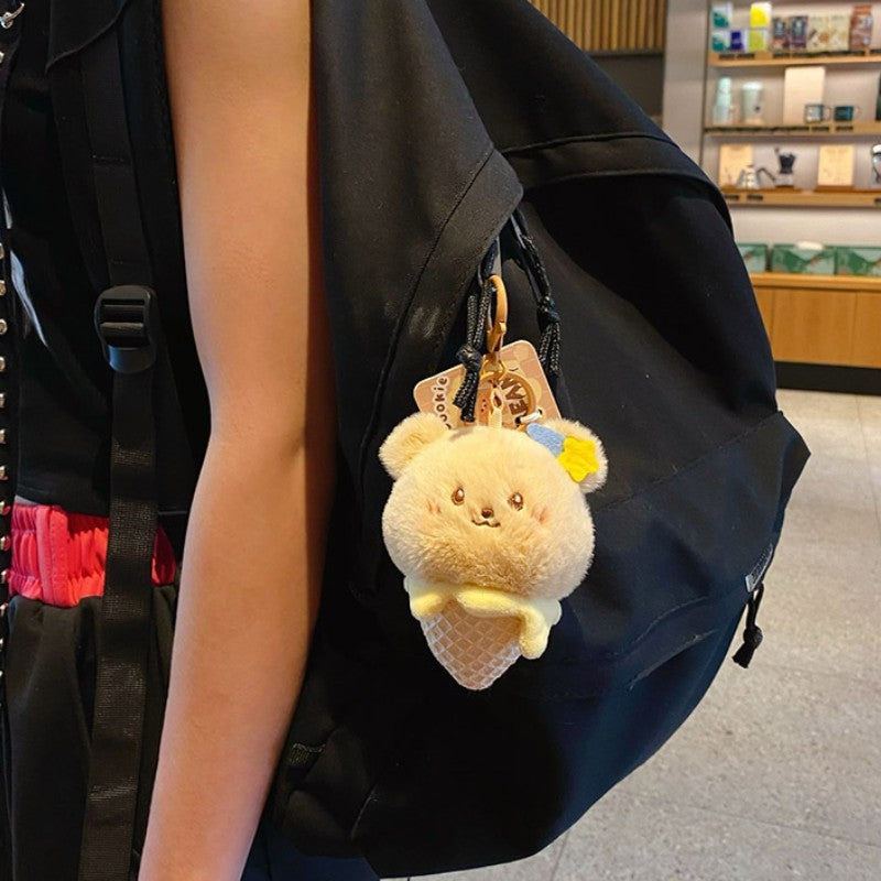 Fluffy Ice Cream Cone Bag Charm