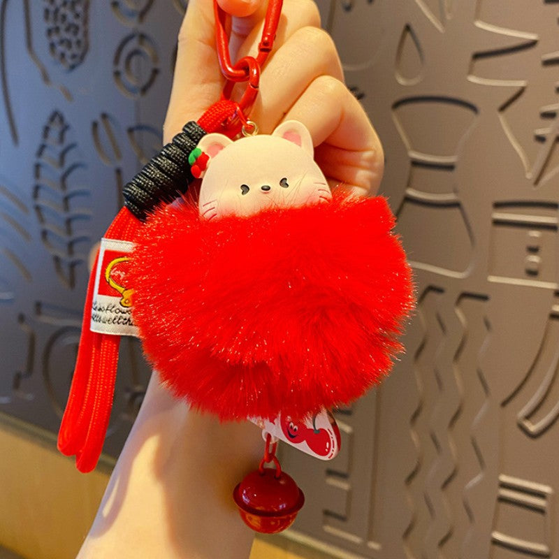 Fluffy Bear and Bunny Pom Pom Plush Bag Charm