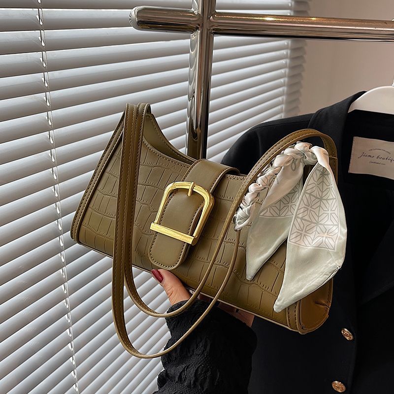 Vintage Buckle Baguette Shoulder Bag