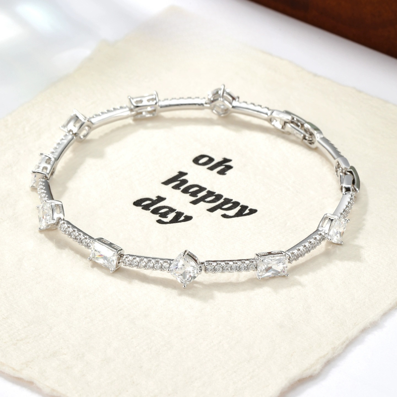 White Zircon Geometric Bracelet