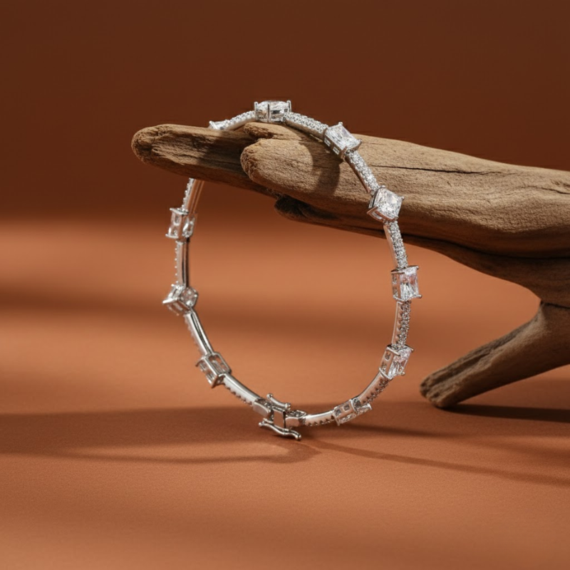 White Zircon Geometric Bracelet