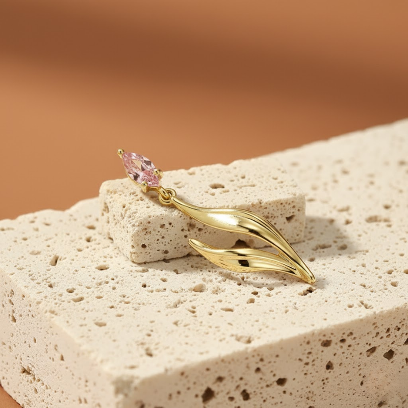 Pink Tulip Zircon Earrings