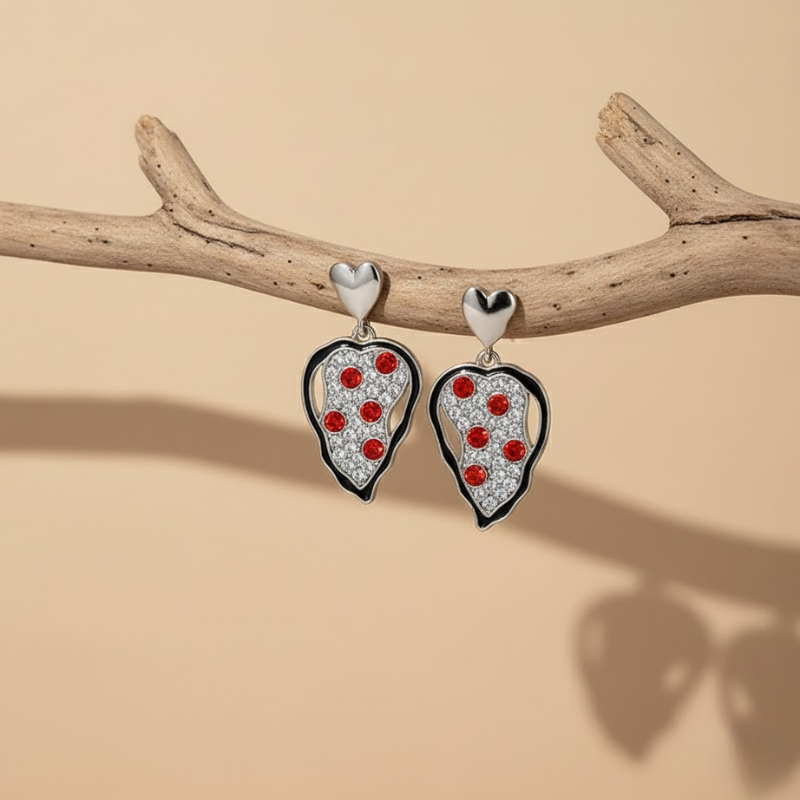 White Zircon Heart Earrings