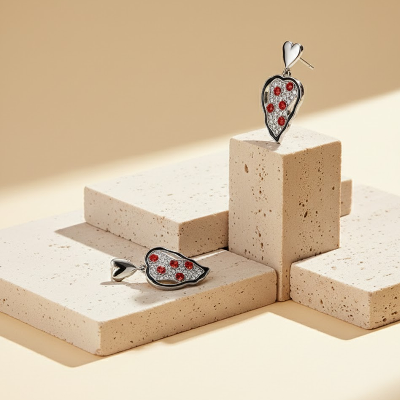 White Zircon Heart Earrings