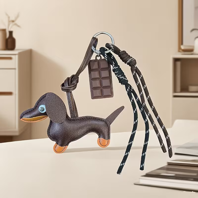 Leather Dachshund Puppy Bag Charm