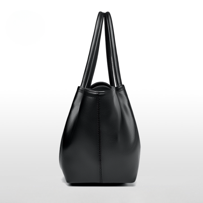 Pleat Style Genuine Leather Shoulder Bag