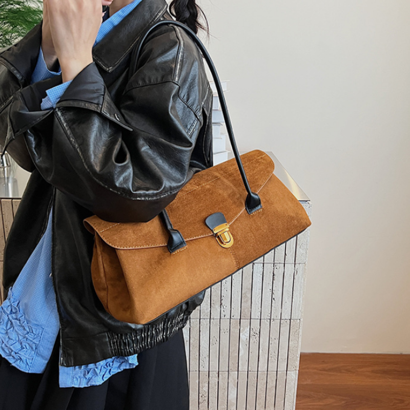 Vintage Suede Boston Shoulder Bag