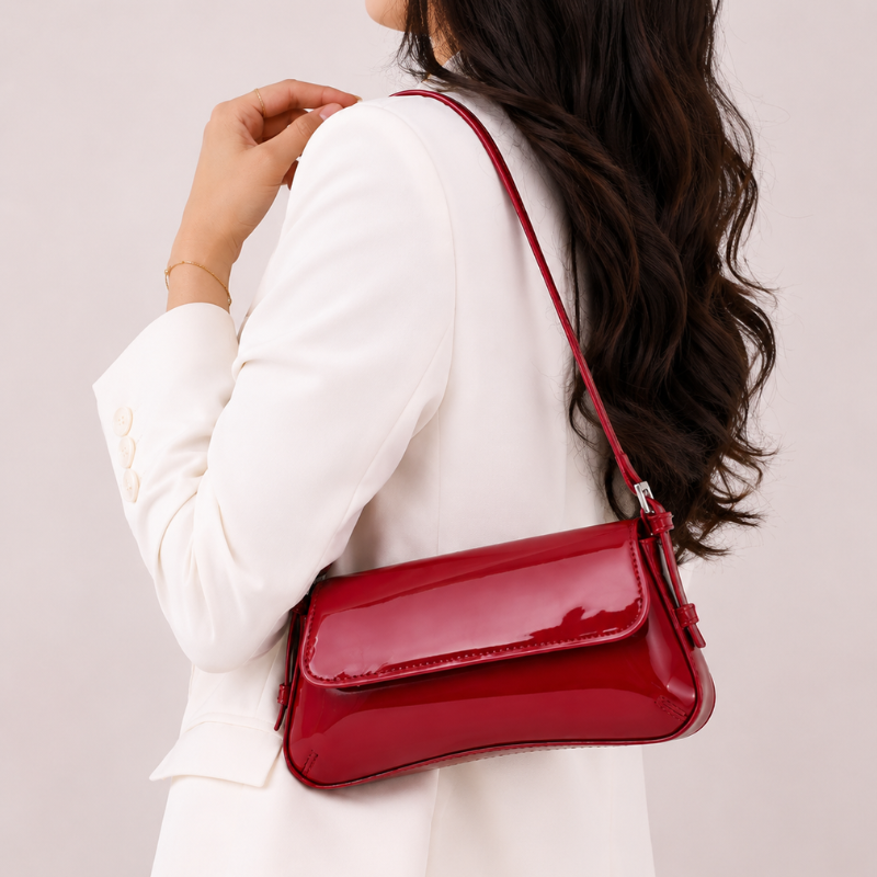 Vela Glossy Baguette Women’s Shoulder Bag