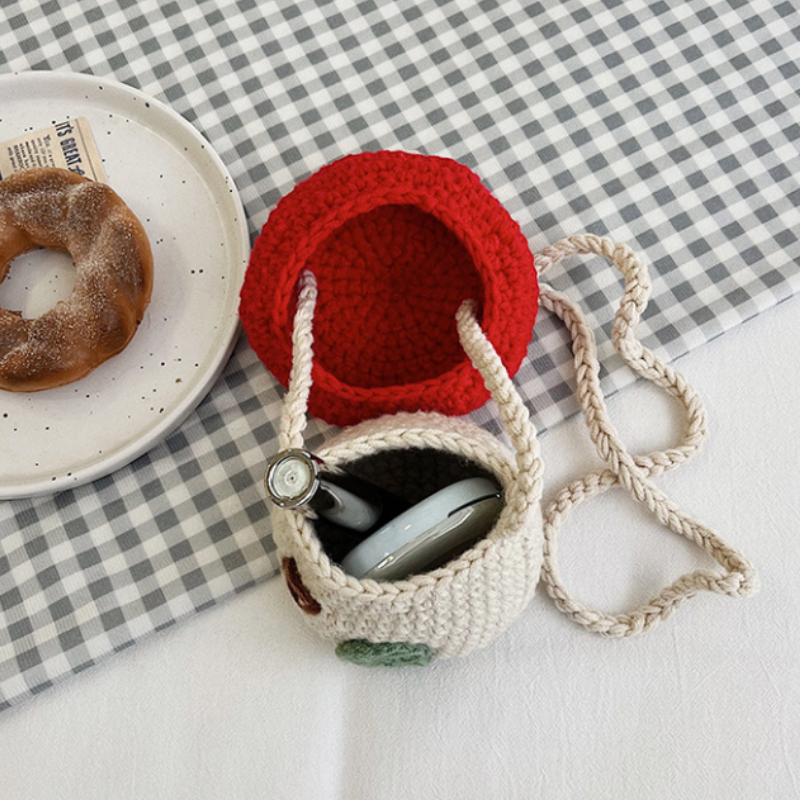 Mushroom Mini Crochet Crossbody Bag