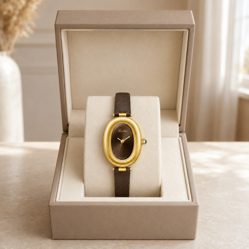 Oval Elegance Leather Watch