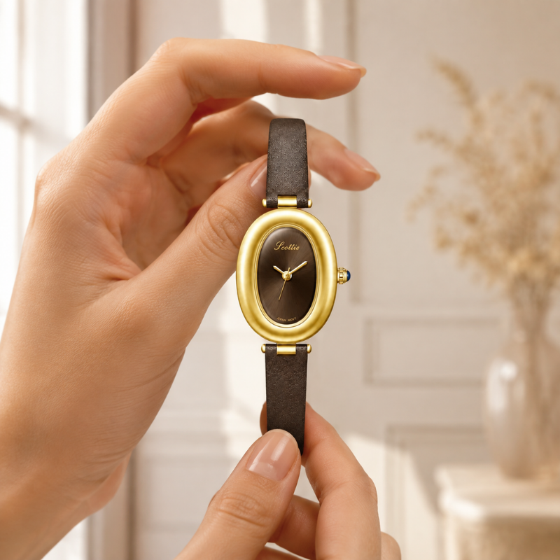 Oval Elegance Leather Watch