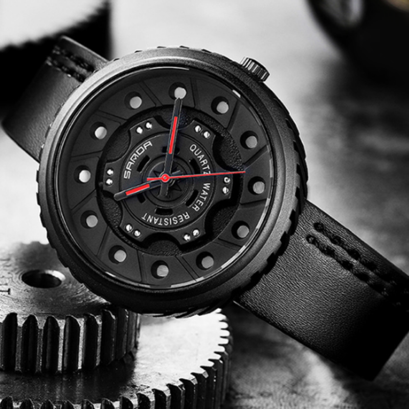 Gear Dial Leather Watch