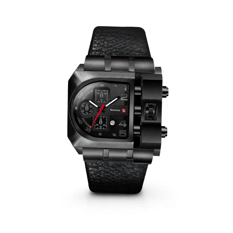 Asymmetric Multi-Dial Leather Watch