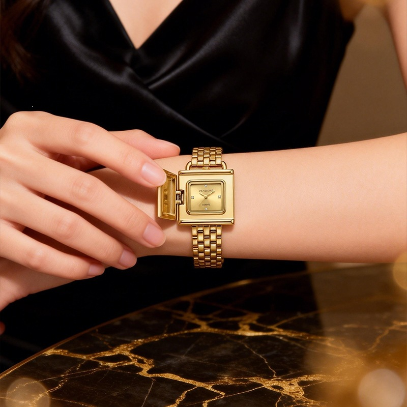 Flip-Top Square Bracelet Watch