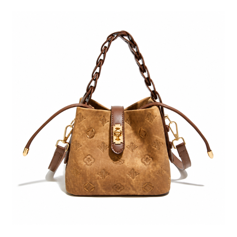 Monogram Embroidered Luxury Bucket Bag