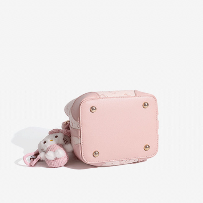Embossed Cat Print Bucket Bag