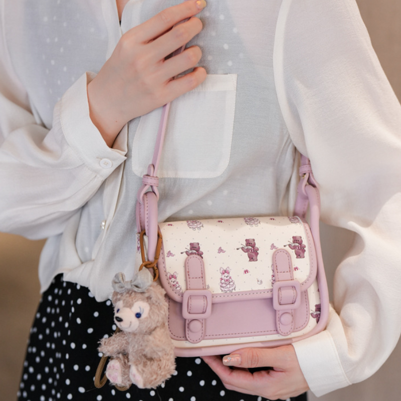 Beibaobao Teddy Print Saddle Shoulder Bag