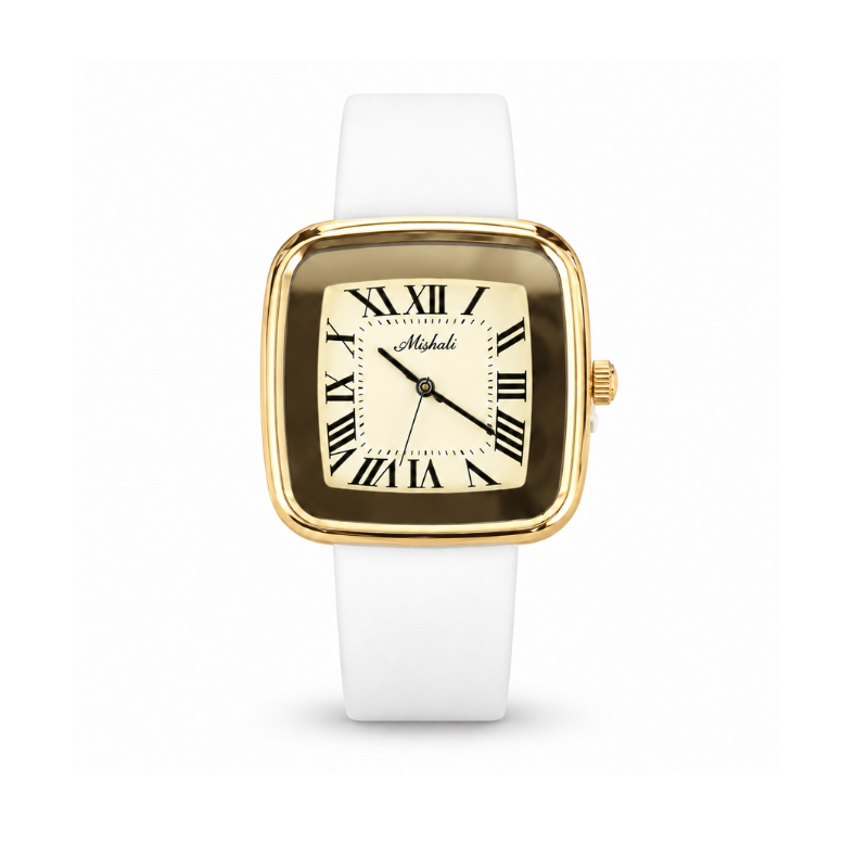 Square Roman Dial Leather Watch