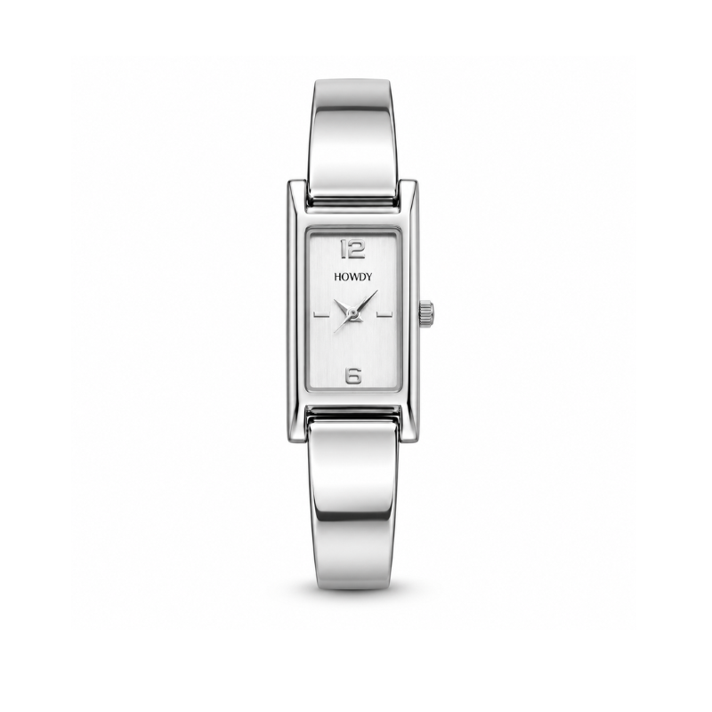 Slim Rectangular Gold Cuff Watch