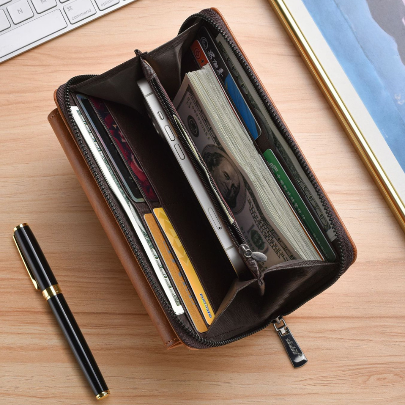 Men’s Large Capacity Wallet With Zipper And Card Slots